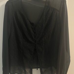Chic Black Sheer Women's Blouse